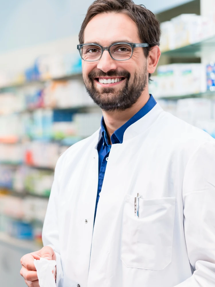 Pharmacist conducting a home medicines review in a community setting